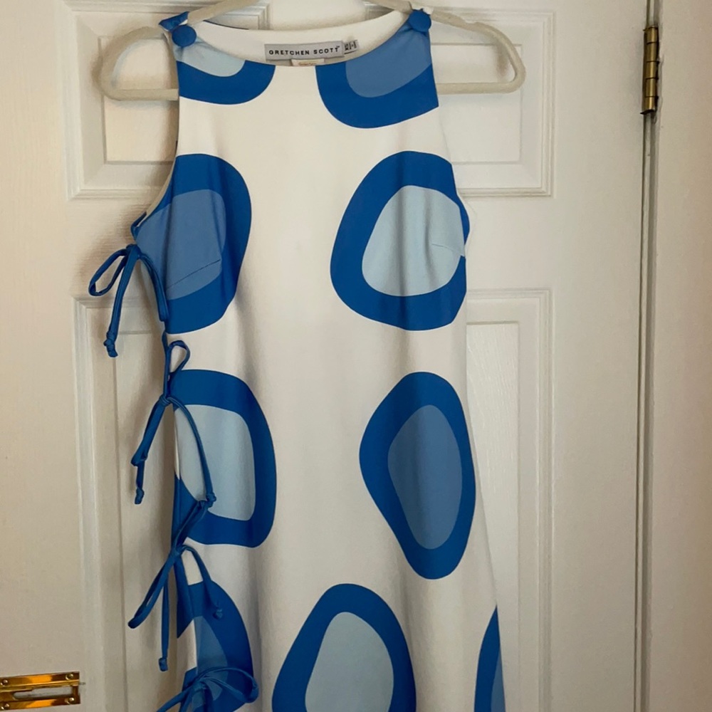 NWT Gretchen Scott White and Blue Dress
